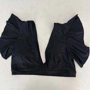 NWT Sporlike Black Ruffled Bikini Top XL